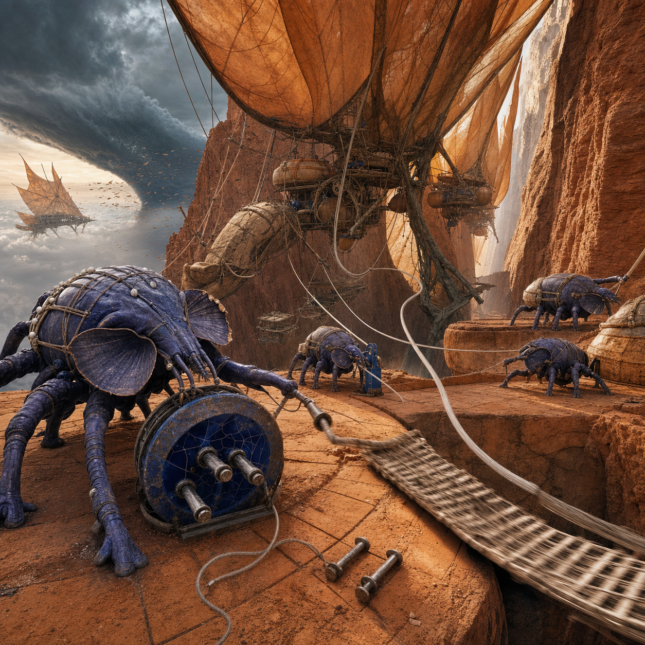 Tovan releases a bridge as Orra enters Needle Pass